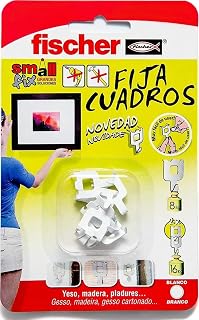 Fischer – Picture Fixing | Reusable Hooks Without Holes | Up to 8 kg Load | Ideal for Plaster, Cardboard and Wood | Easy Assembly without Tools | 8 Units | White
