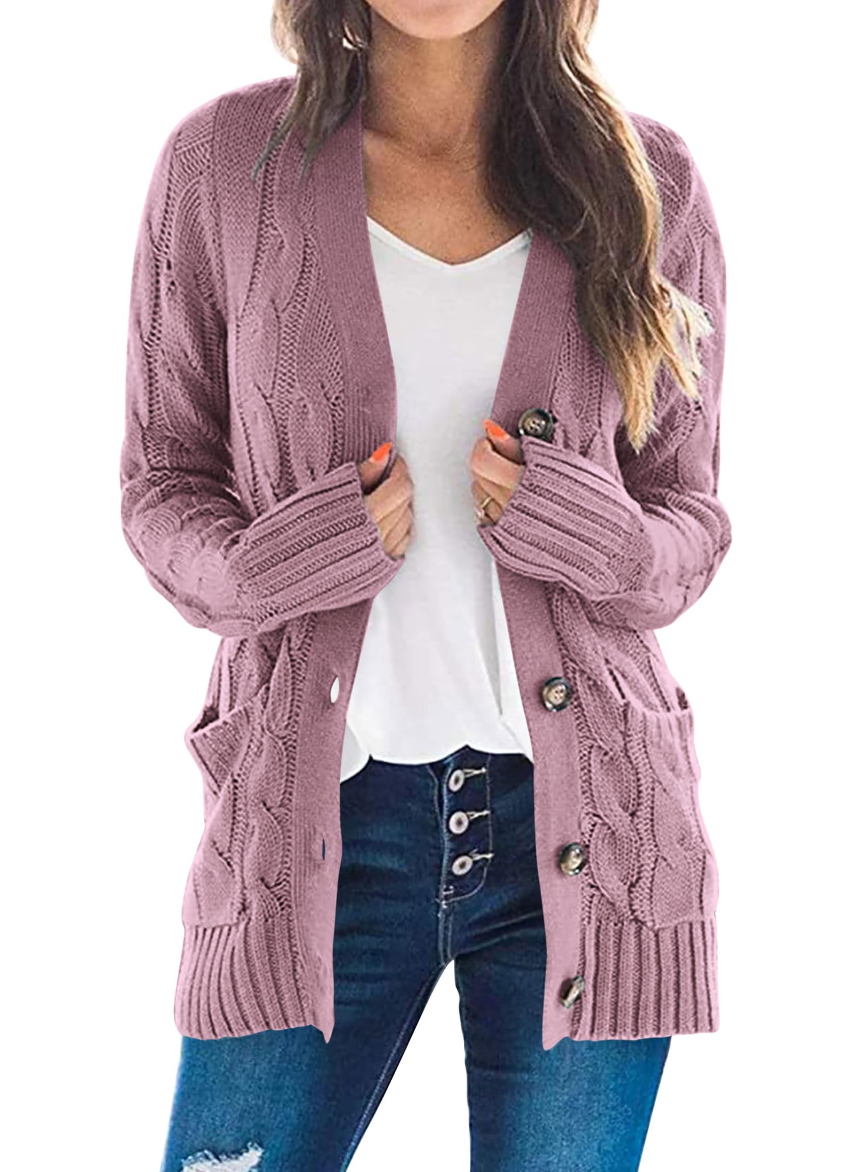 PreTTYGARDEN - Women's Long Sleeve Button Down Cardigan with Pockets