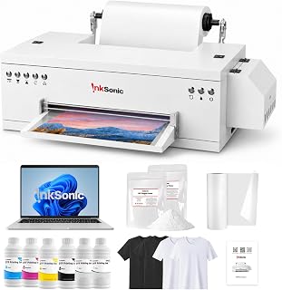 INKSONIC 13" A3+ L1800 DTF Printer with Laptop Bundle for T-Shirt Printing | Laptop bundle simplifies setup; 13-inch print width handles T-shirt graphics, tote bags and other custom apparel projects.