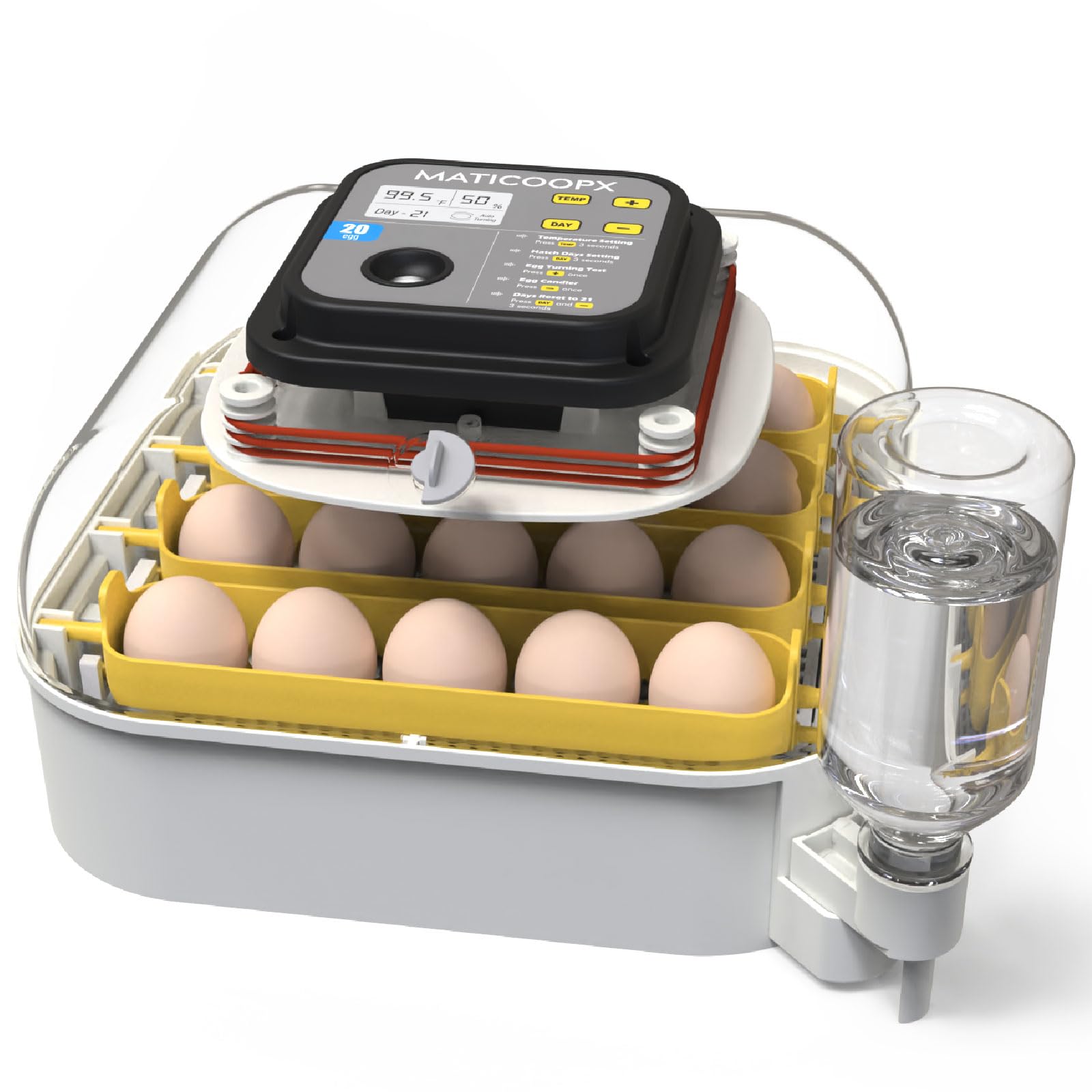 MATICOOPX 20 Egg Incubator with Humidity Display, Egg Candler, Automatic Egg Tur