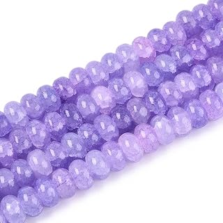 Alashan Agate Glass Beads Strands Round 8x4mm Dyed Rondelle Loose Beads for DIY Earrings Necklace Bracelet Jewelry Making Crafts Hole:1~1.2mm Medium Purple 159