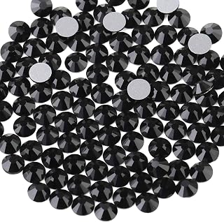 Beadsland Flat Back Crystal Rhinestones,Jet Black, SS10, 1440pcs | Flatback Glass Gems, for Nail Art Craft, Glue Fix, 2.7-2.9mm