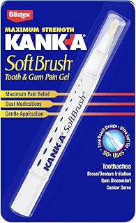 Kank-A Mouth Pain Gel, Fast-Acting Pain Relief with Soft Brush, 0.07 oz | Professional strength formula, fast-acting dual actiom relief for toothache and gum pain, easy-to-use gentle pen applicator