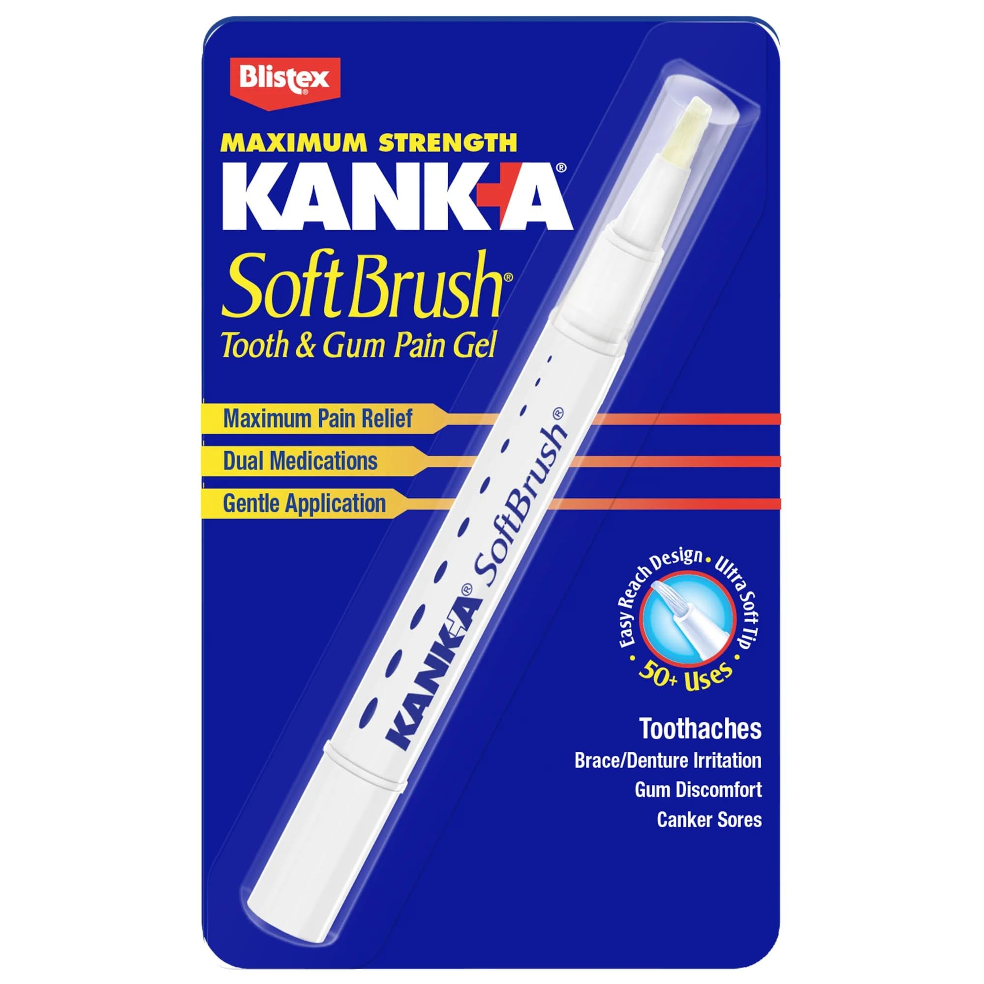 Kank-A Mouth Pain Gel, Fast-Acting Pain Relief with Soft Brush, 0.07 oz | Profes