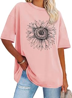 Oversized T-Shirts for Women Summer Short Sleeve Casual Basic Tee Tops Loose Fit Shirts