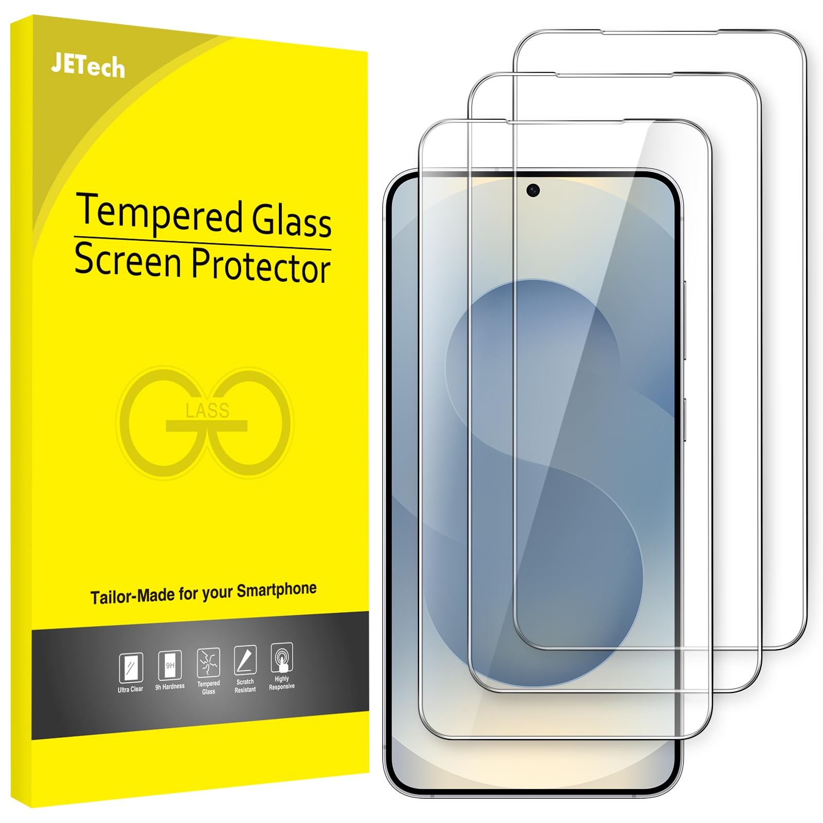 JETech Screen Protector for Samsung Galaxy S25, 3-Pack