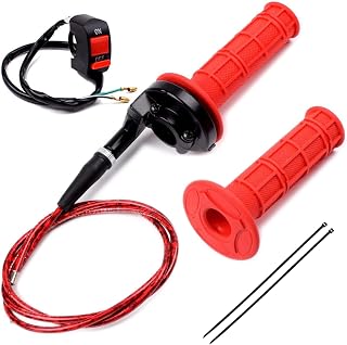 7/8 22mm Twist Throttle Accelerator Handle Grips and Throttle Cable Kit for 50cc 90cc 110cc 125cc 140cc 4-stroke SSR Coolster Apollo CRF50 Dirt Bike Quad ATV Pit Mini Bike Parts（Red）