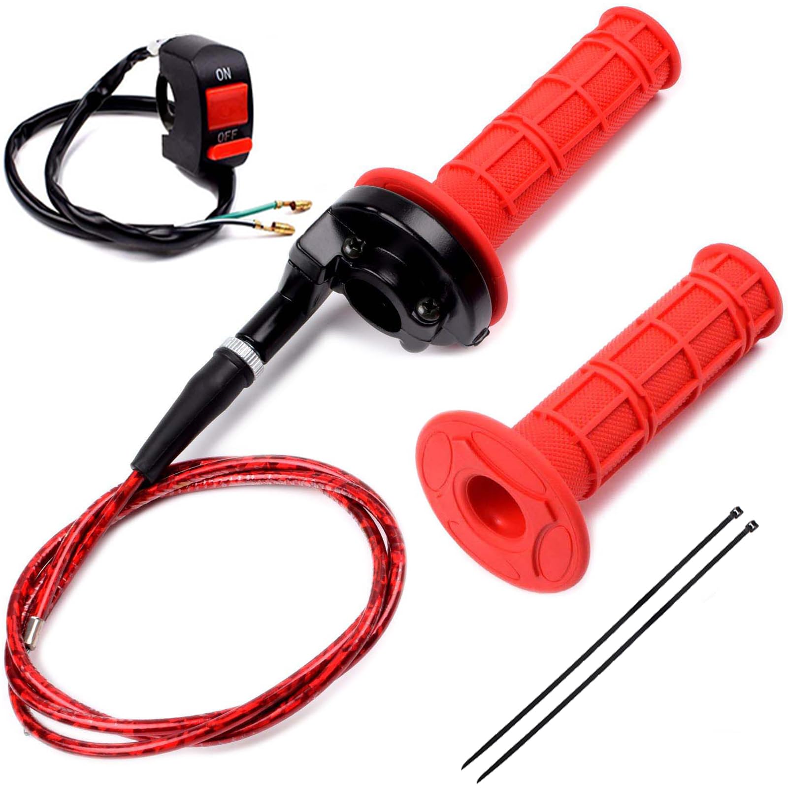 7/8 22mm Twist Throttle Accelerator Handle Grips and Throttle Cable Kit for 50cc