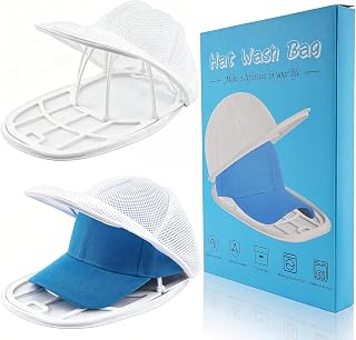 Eiito Hat Washer Cage Hats Cleaner, 4 Pcs (2 Cages + 2 Mesh Bags) | Hat Washer for Baseball Caps for Washing Machine or Dishwasher, Ball Cap Washing Frame for Flat & Curved Hats, White