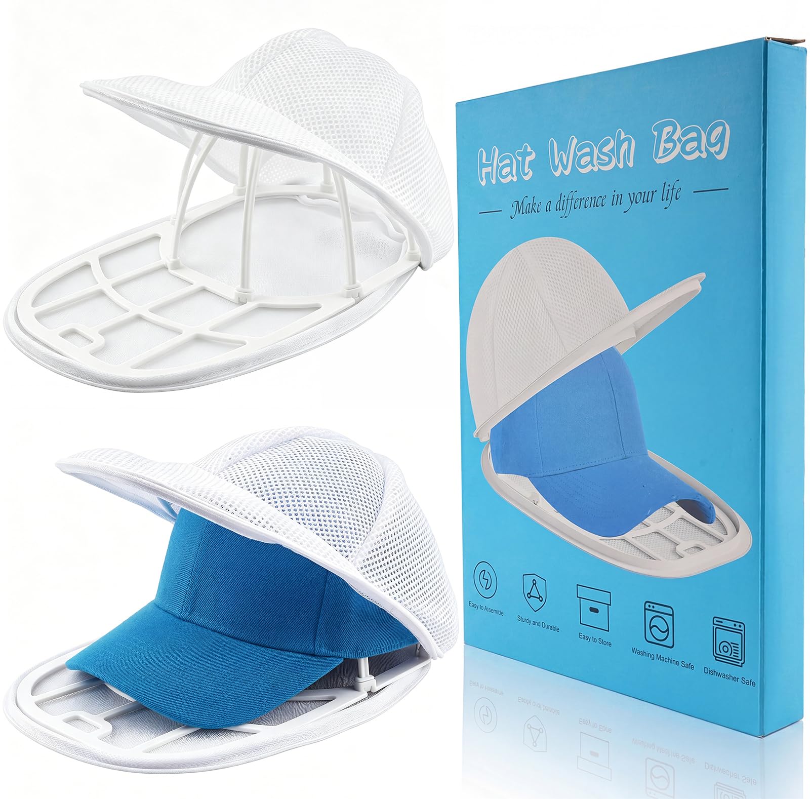 Eiito Hat Washer Cage Hats Cleaner, 4 Pcs (2 Cages + 2 Mesh Bags) | Hat Washer f