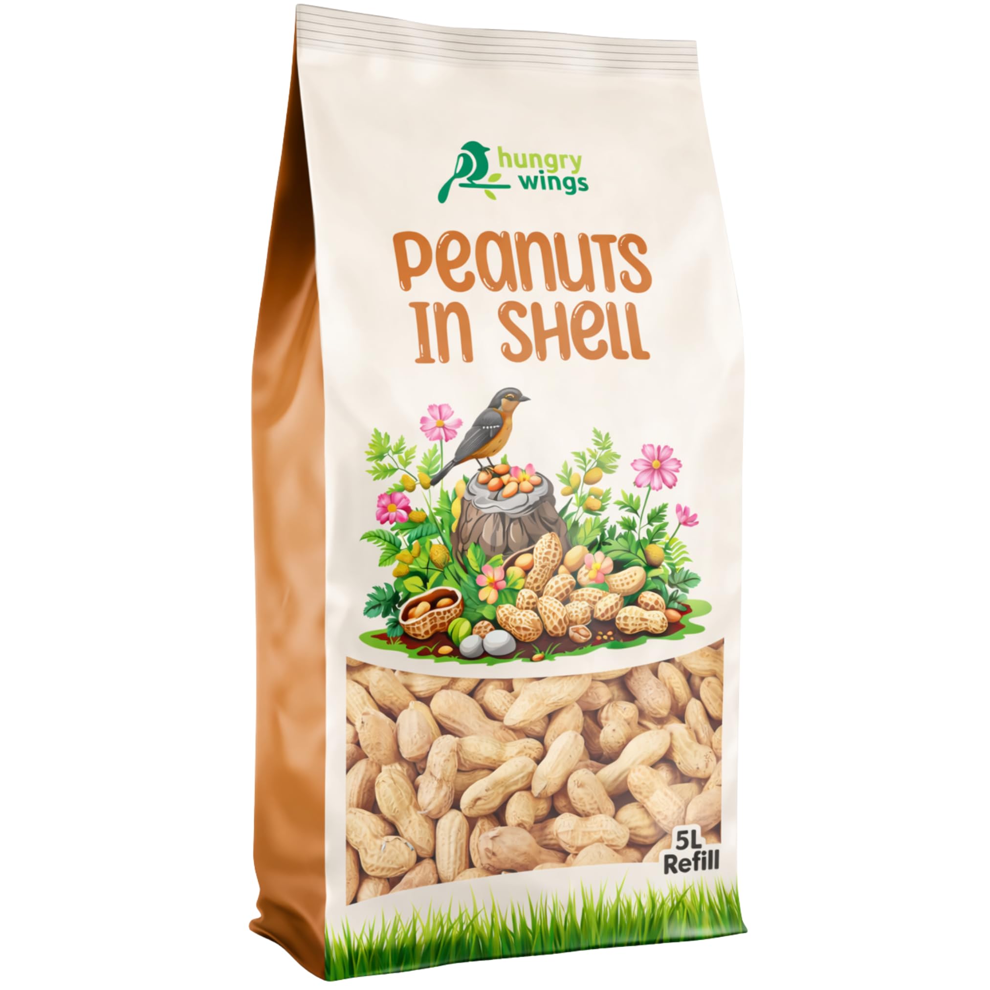 Premium Wild Bird Food 5L Refill, (5L Bag, Peanuts In Shell) | Refill, 5L Bag