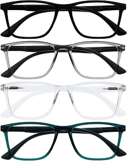 OPULIZE NYX Blue Light Blocking Reading Glasses - Rectangular Frame - UV Anti-Glare Eyewear - Improve Sleep Computer Gaming - Reduce Headaches Eyestrain Protection - Rectangular Frame - Mens Womens