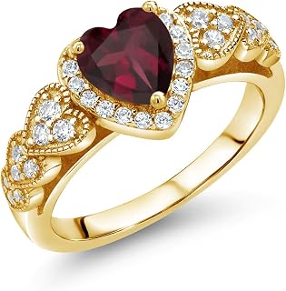 Gem Stone King Yellow Gold Plated Silver Heart Ring