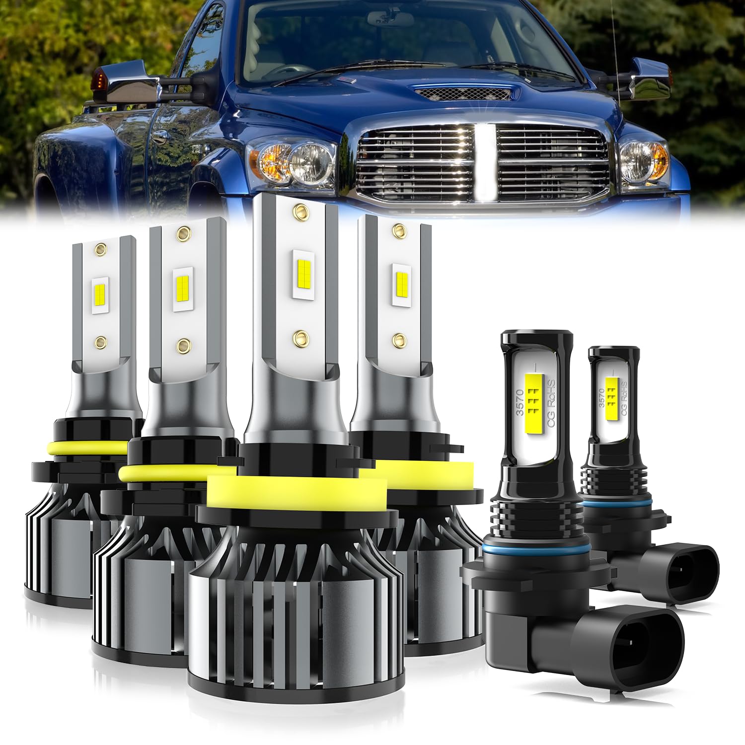 LED Headlight Bulbs Compatible With DODGE RAM 1500 2500 3500 4-Headlamps 2009-20