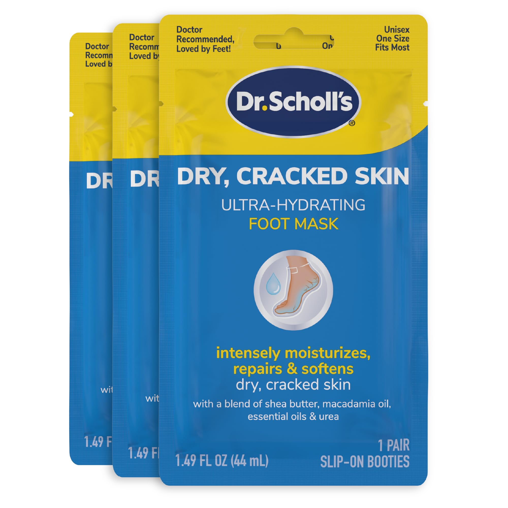 Dr. Scholl's Cracked Skin, Ultra Hydrating Foot Mask Socks, 3 Pairs | Intensely 