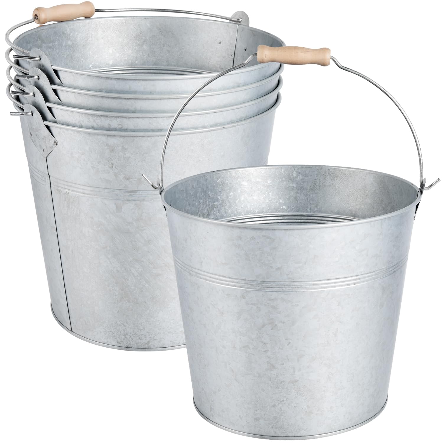 OBTANIM 4 Pack 8 Quart Galvanized Metal Buckets Champagne Drink Cooler Storage I