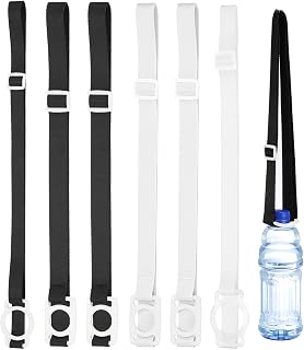 Water Bottle Strap, Adjustable Holder Shoulder Strap with White Carrier Ring for Hiking, Walking and Outdoor