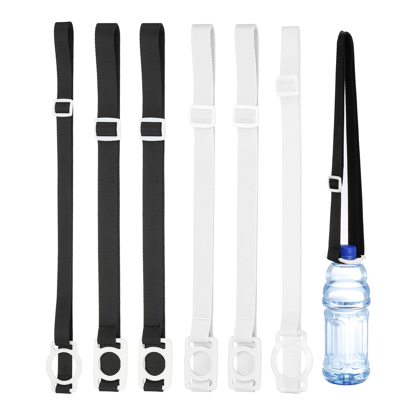 Water Bottle Strap, Adjustable Holder Shoulder Strap with White Carrier Ring for