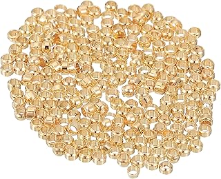 Generic 800Pcs Round Crimp Beads, 1.5mm Metal Spacer Loose Beads Metal Clamp Ends Tiny Stoppers Bead for Bracelet Jewelry Making Craft DIY, Light Gold