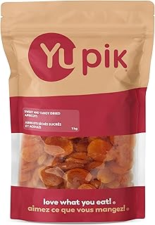 Yupik Sweet & Tangy Dried Apricots 1 kg, Sun-Dried Whole Fruits, Naturally Sweet & Plump, No Added Sugar or Oil, Source of Fiber & Iron, Tender & Chewy Snack for Baking, Cooking, or On-the-Go