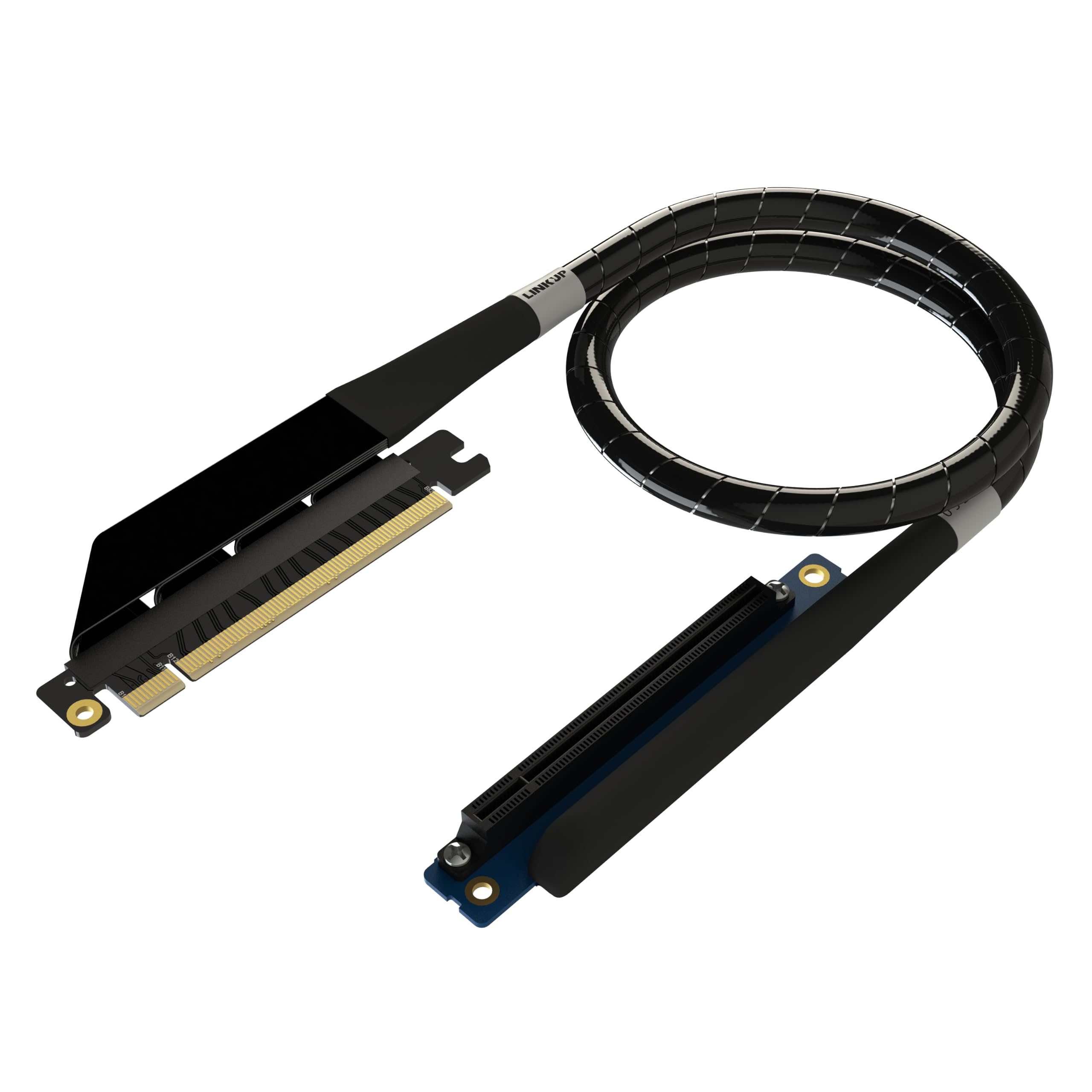 LINKUP PCIe 6.0 x16 Riser Cable | 70cm, Black | Multi-GPU Optimized, Ultra-Low L