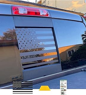 Xinghe for Dodge Ram 2009 to 2024 2025 2026, American Flag Decals Stickers for Truck Back Middle Window, Matte Black USA Flag Decal for Truck Back Sliding Window, Rear Window American Flag Decal