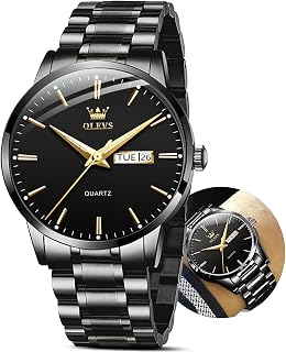 OLEVS Watches for Men Waterproof Luxury Analog Mens Watches Stainless Steel Business Fashion Mens Watch Big Face Dress Watches for Men Watch with Date(Blue/Black/Green/Gold Dial)