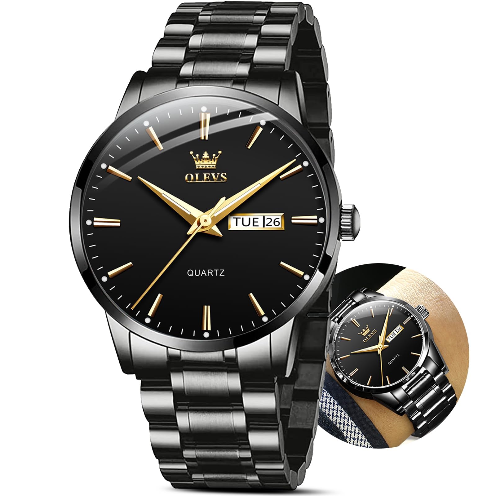 OLEVS Watches for Men Waterproof Luxury Analog Mens Watches Stainless Steel Busi