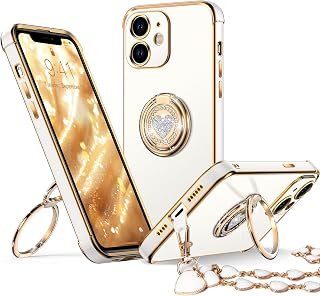 XYZ for iPhone 12 Case with Stand, Phone Case with 2-Ring Kickstand White