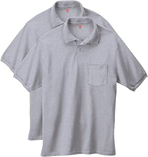 Hanes Short-Sleeve Jersey Pocket Polo (Pack of 2) Men's Short Sleeve Polo Shirt with Pocket (Pack of 2)