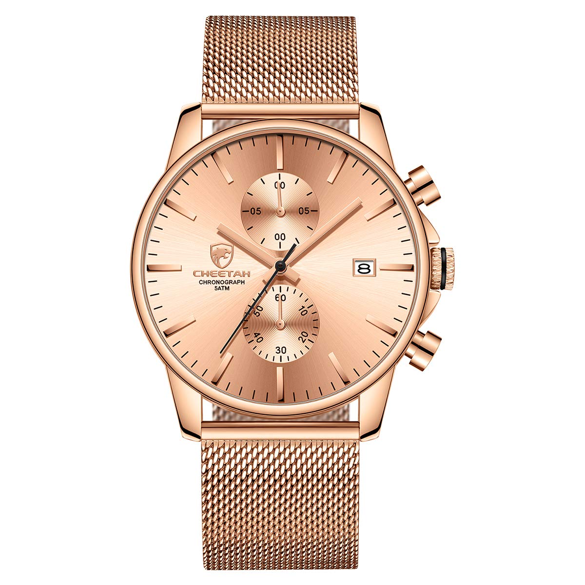 GOLDEN HOUR Men’s Watch Fashion Sport Quartz Analog Mesh Stainless Steel Waterpr