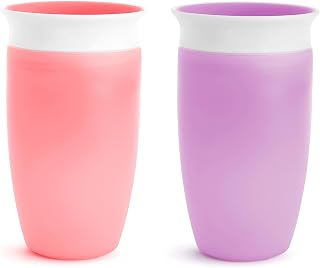 Munchkin Miracle 360 Spill-Proof Sippy Cups, 10 Oz, Pink/Purple, 2 Pack