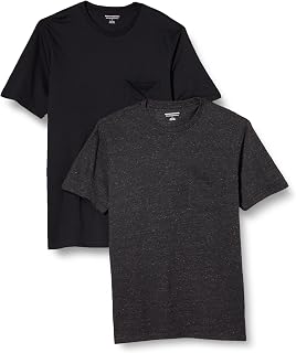 Amazon Essentials Men's T-Shirt Slim-Fit Short-Sleeved Crewneck Pocket, Pack of 2
