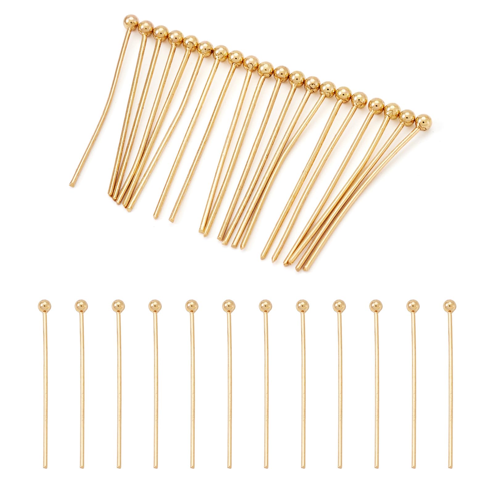 Ball Head Pins 25mm 304 Stainless Steel Ball Head Pins 22 Gauge 18K Gold Plated 