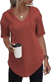 Cuptacc Women's Hooded Sweatshirt 2024 V-Neck Autumn Long Sleeve Elegant Shirt