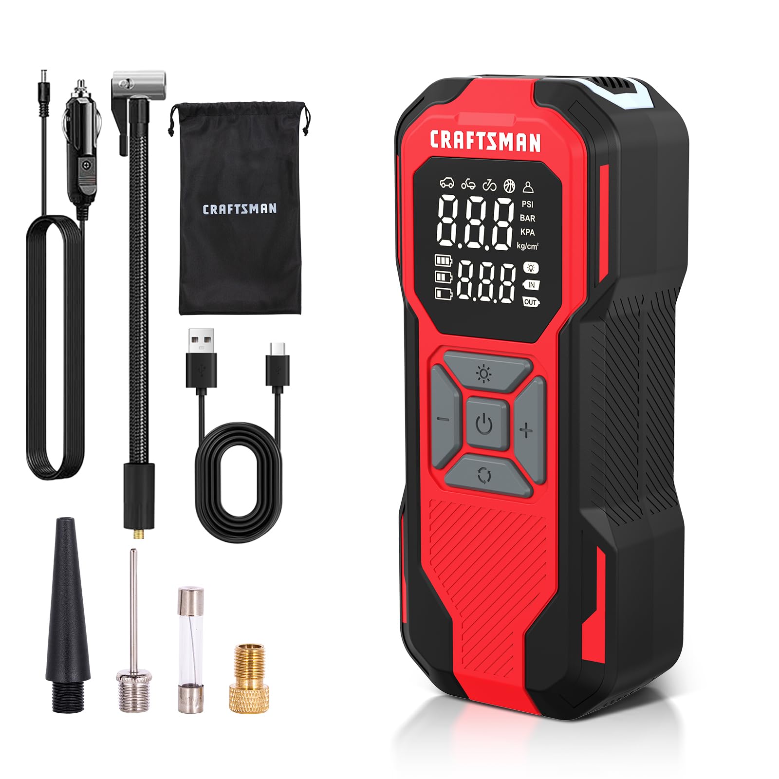 CRAFTSMAN Tire Inflator Portable Air Compressor, Cordless Mini Air Pump for Car 