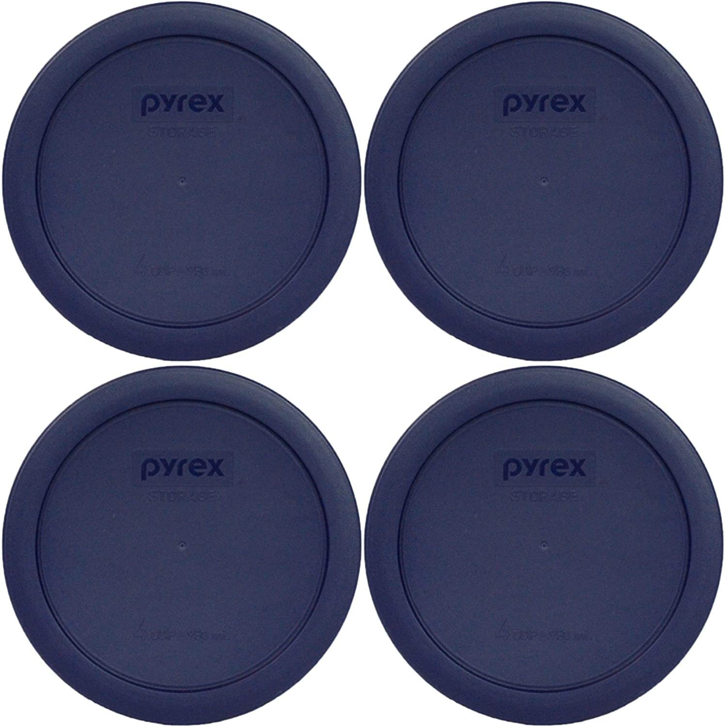 Pyrex 7201-PC (4-Cup) Blue Food Storage Lid (4-Pack) - Made in USA | BPA-Free Pl