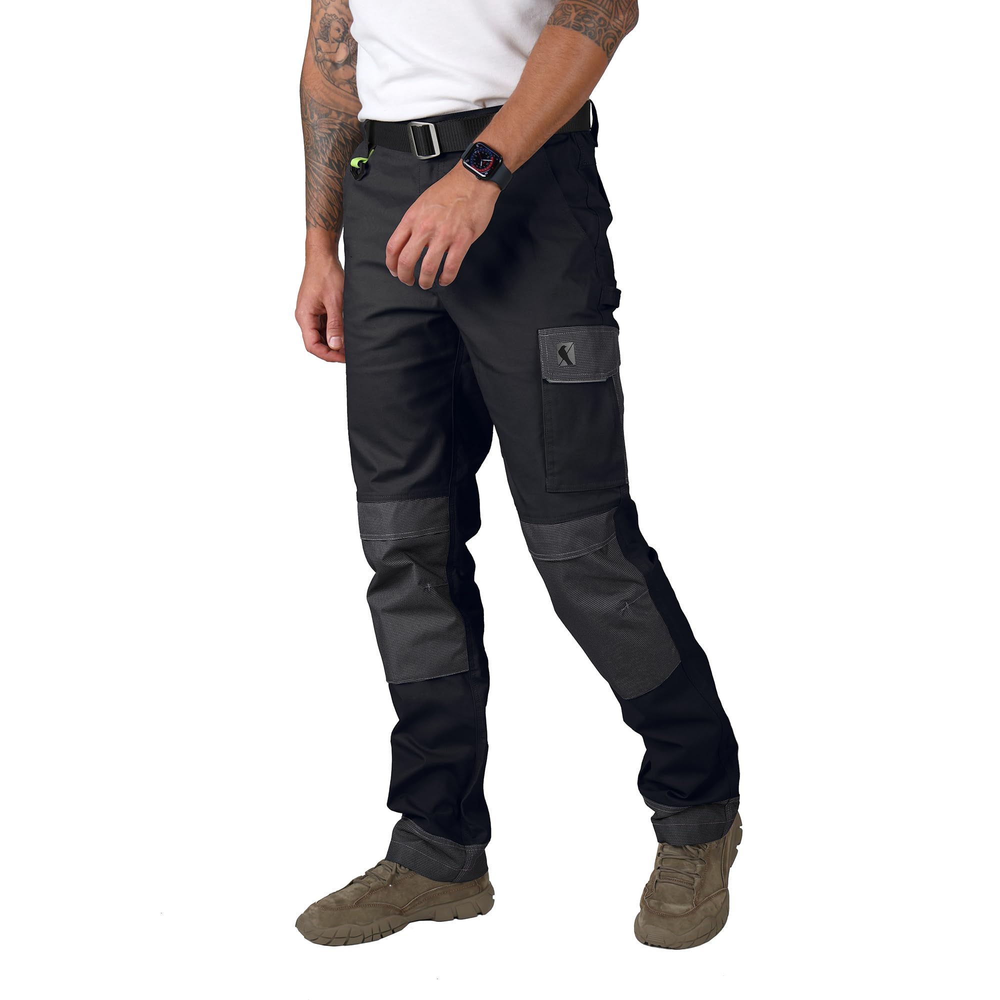 Ellobird Mens Cargo Construction Flexible Work Trousers for Men Double Knee Rein