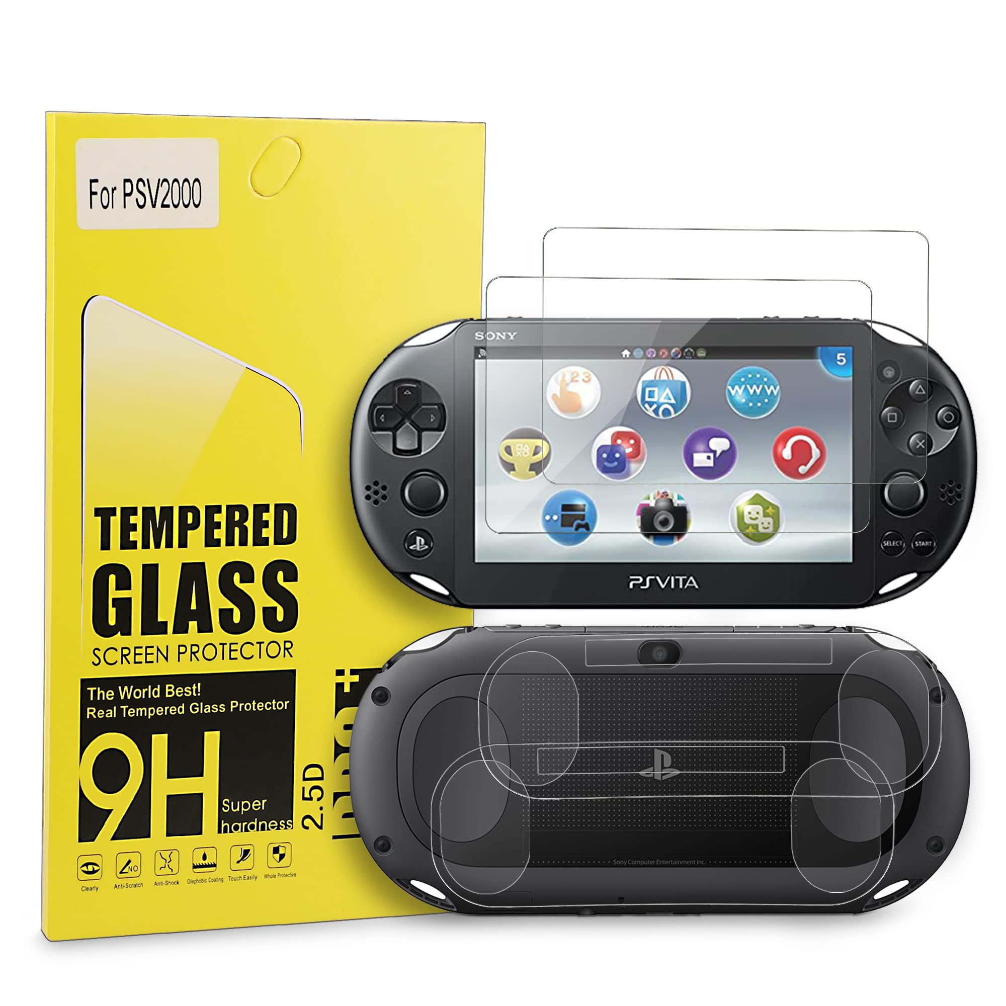 Xahpower PS Vita 2000 Screen Protector, 9H Tempered Glass Front Screen Protector
