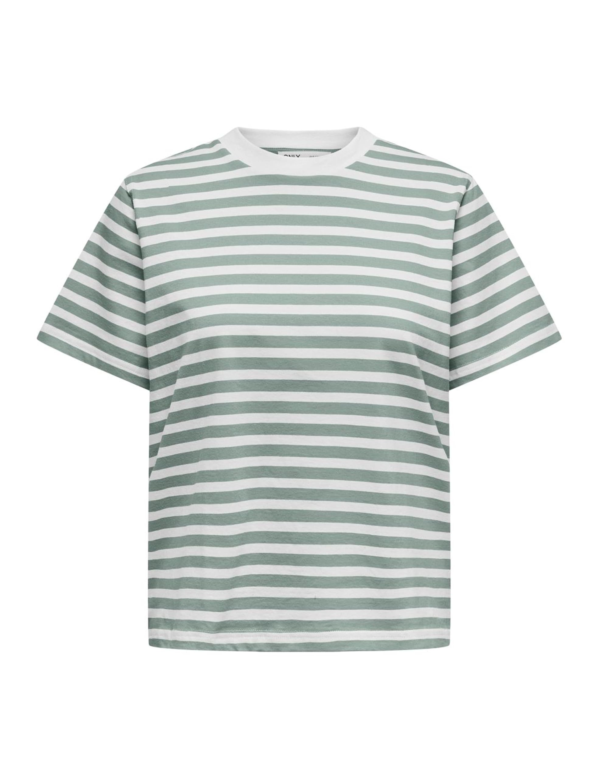 ONLY Damen Striped Cotton Crew Neck T-Shirt