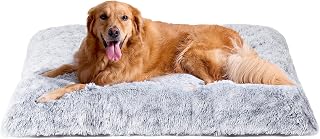 EHEYCIGA Fluffy Dog Crate Bed, Plush Extra Large Dog Pillow, Grey | Xlarge Calming Anti Anxiety Plush Faux Fur Mat for Large size dogs, Washable Soft Warm Dog Pad with Non-Slip Bottom