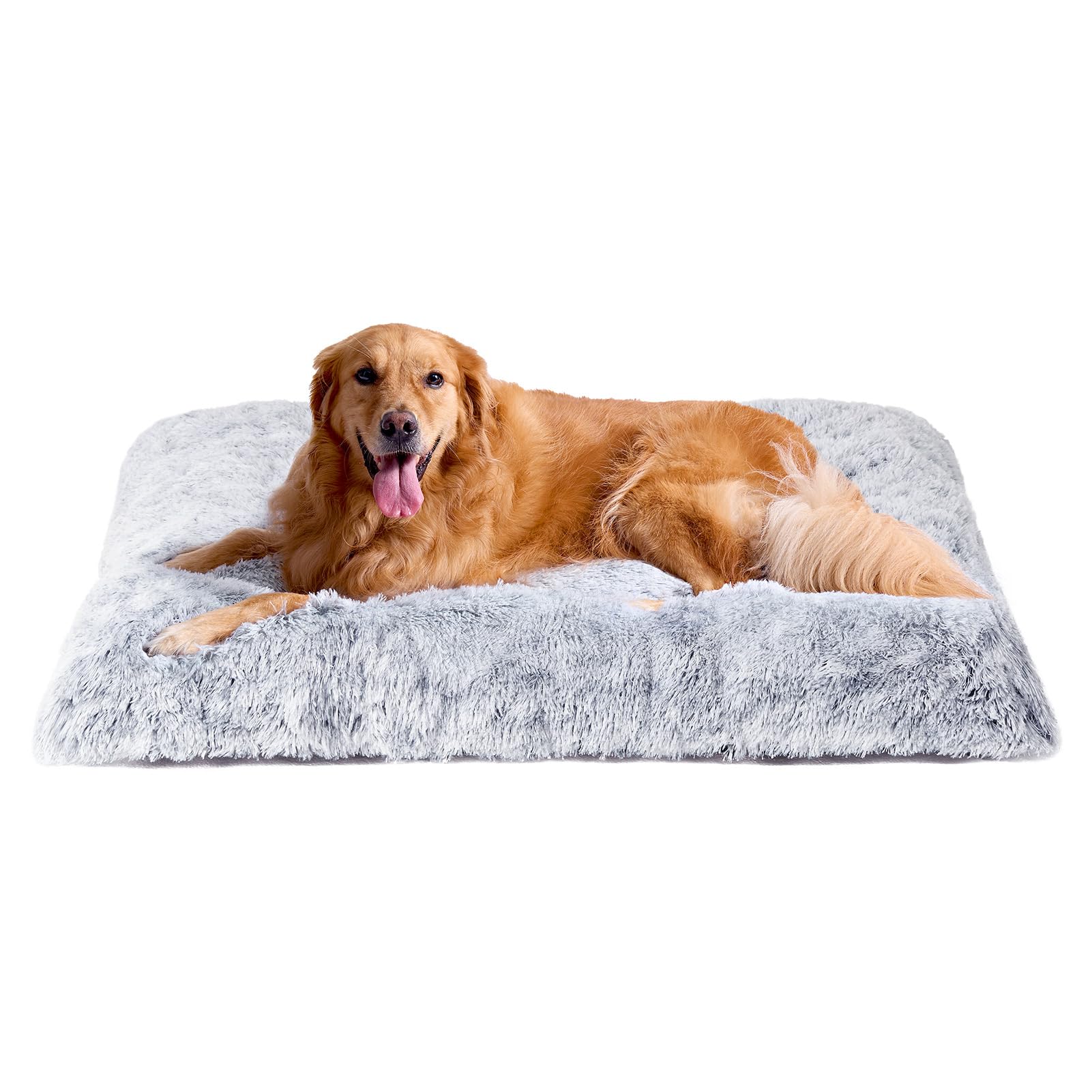 EHEYCIGA Fluffy Dog Crate Bed, Plush Extra Large Dog Pillow, Grey | Xlarge Calmi