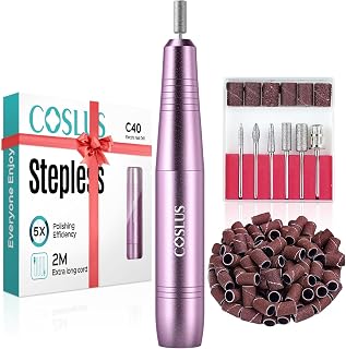 COSLUS C40 Electric Nail Drill Professional, Precise Speed Dial, Purple | Nail File Machine for Acrylic Gel Dip Powder Removal, Compact Manicure Tools, Beginner-friendly Polishing Set, Home