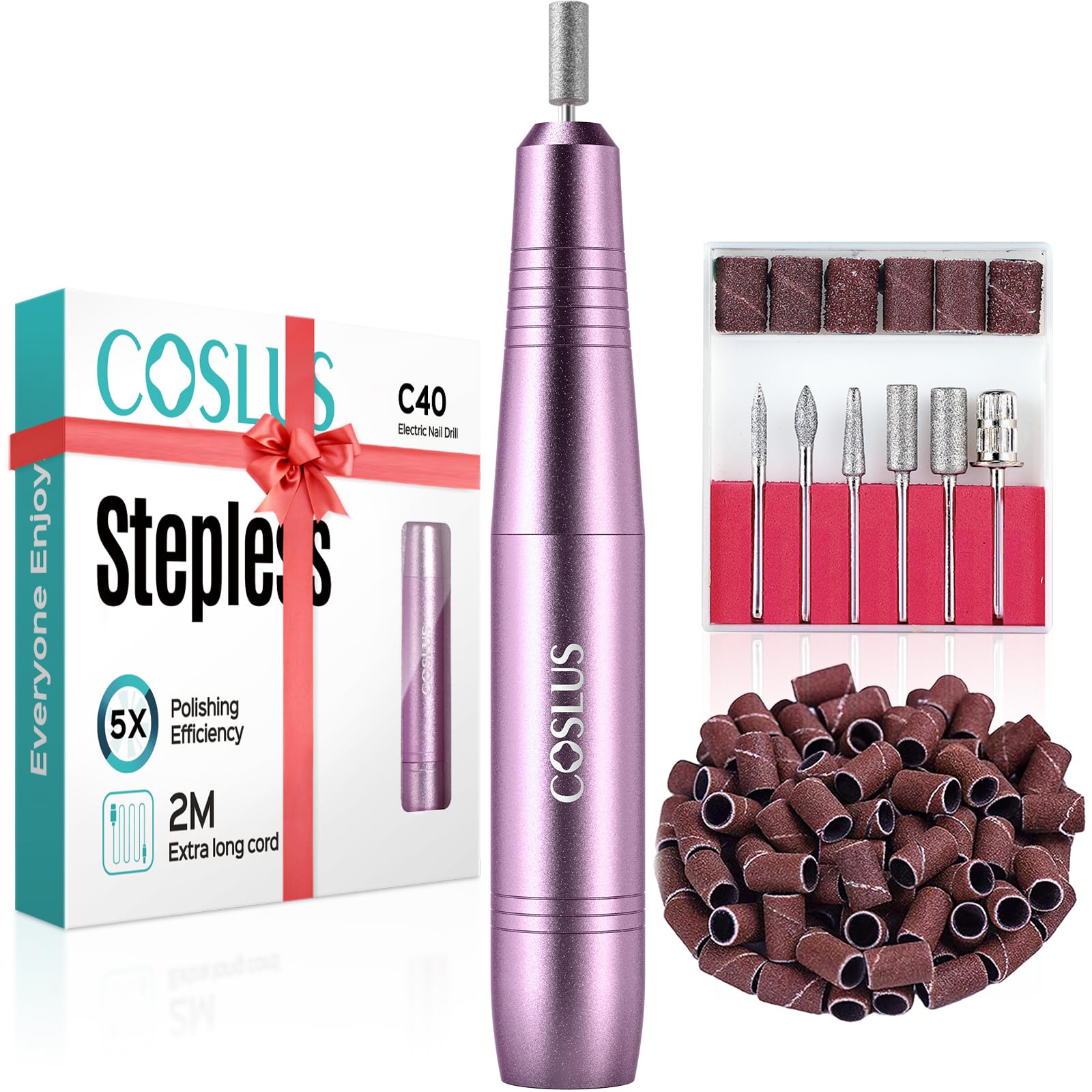 COSLUS C40 Electric Nail Drill Professional, Precise Speed Dial, Purple | Nail F