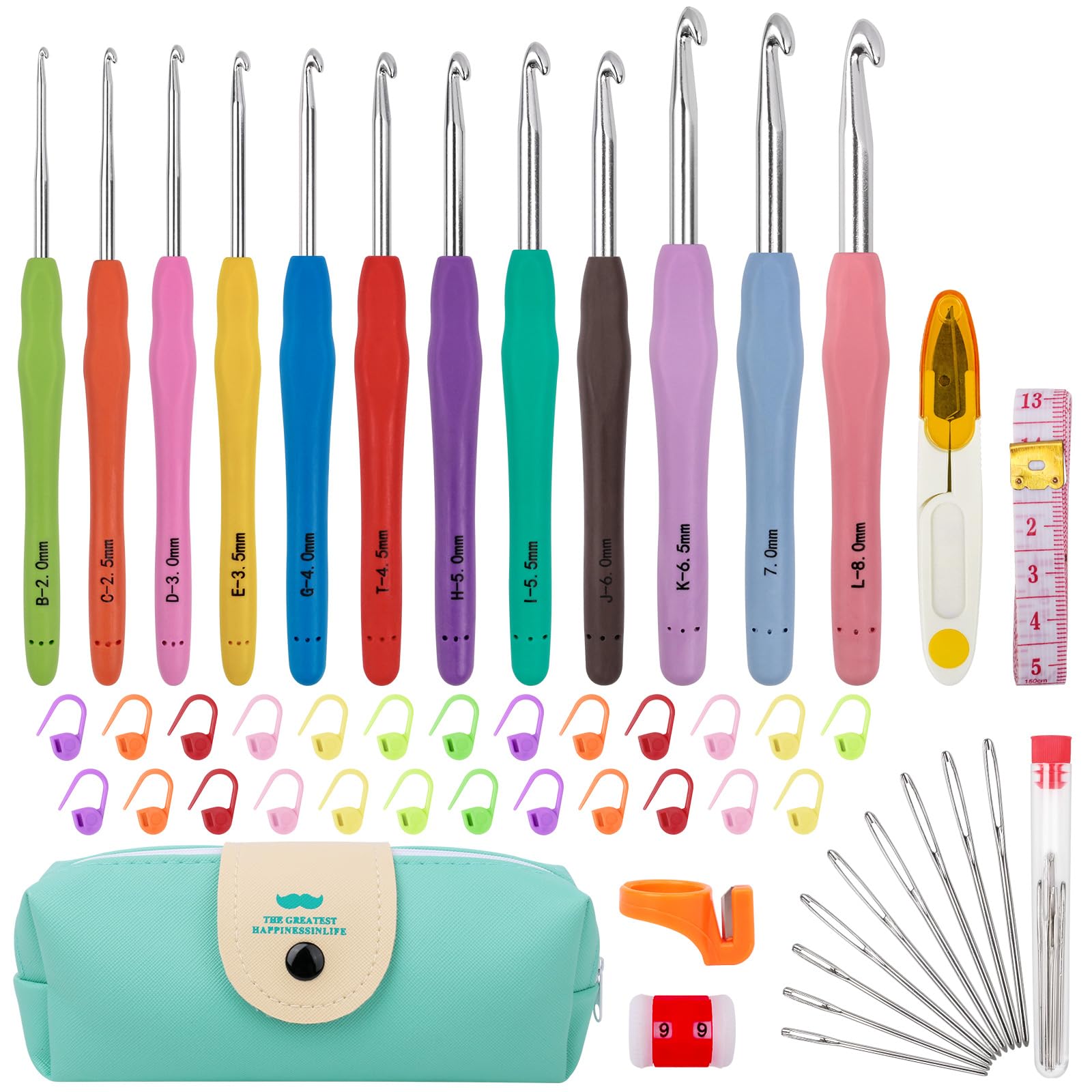 MECHEER Crochet Hooks 12 Sizes Set, 51 Pack Yarn Crochet Kit for Beginners | Kni