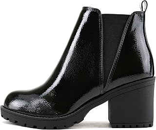 SODA ORIGAMI ~ Stivaletti da donna con suola con tacco medio alla moda con doppio elastico GORE, Brevetto Crk nero, 38.5 EU