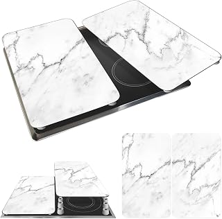 WENKO Mod Marble Kitchen Protective Plates, Height Adjustable for All Hobs, Cutting Board and Backsplash, Glass, 30 x 52 cm, Set of 2