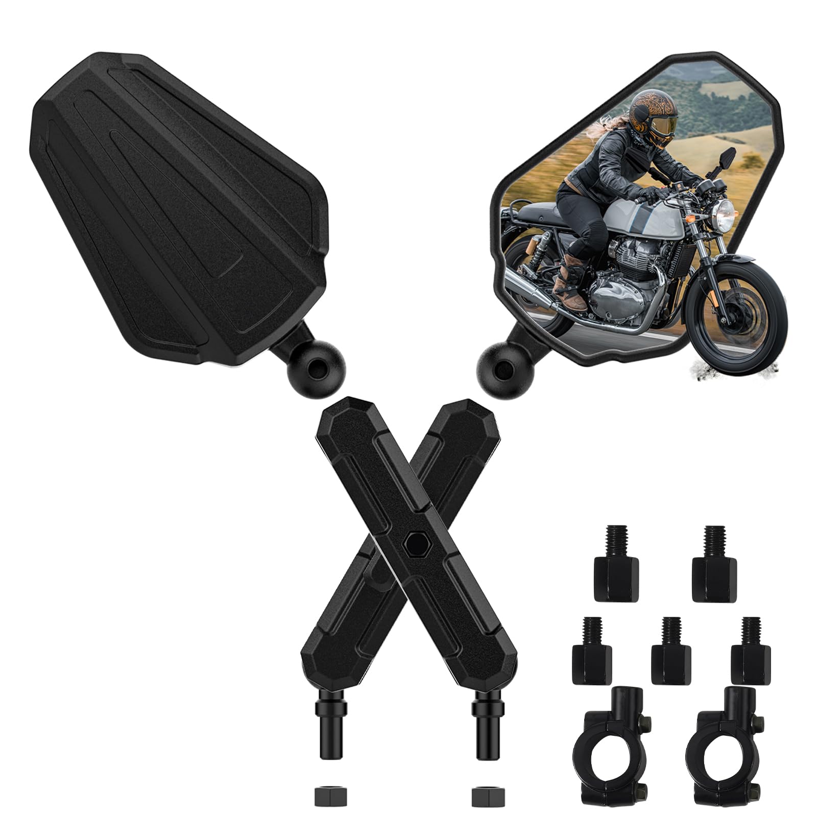 Upgraded Universal Motorcycle Mirror,Adventure Ball-Head ATV Rear View Mirror No