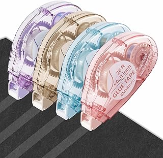 MARCADORUS Glue Tape for Scrapbooking, Double Sided Tape Roller 104Ft Total | 4 Pack, 26 Ft x 0.31 In per Roller; Permanent, Acid-Free Glue Tape Runner for Scrapbook Supplies, Photos, Journaling & Crafts