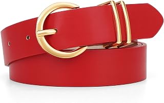 JASGOOD Women's Fashion Belt Leather Belt Adjustable Belt with Gold Buckle for Jeans Trousers Dresses